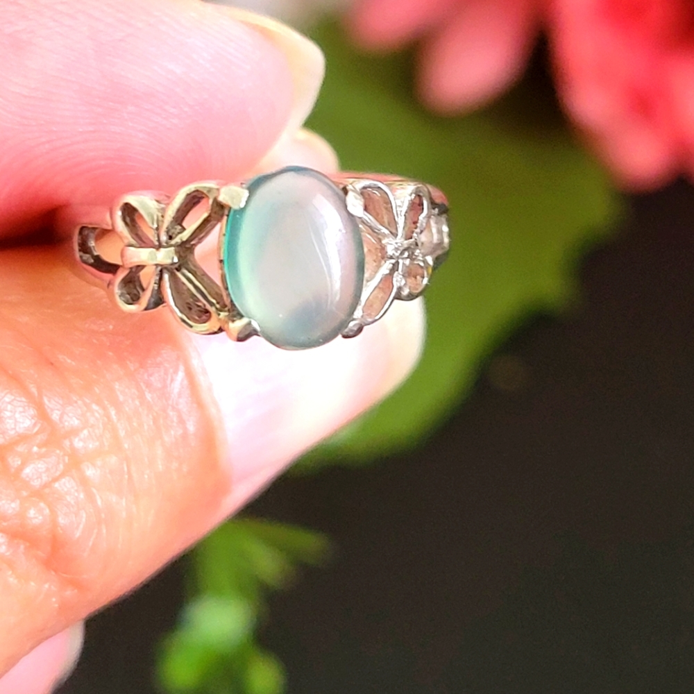 Handmade 925 sterling silver & fluorite ring size 6